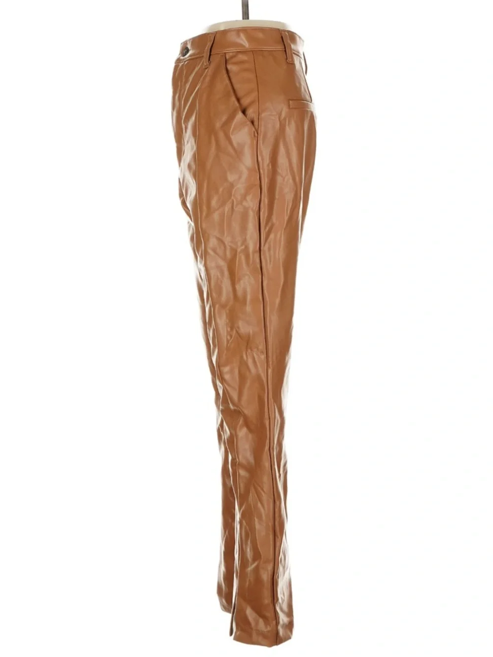 Abercrombie Curve Love Faux Leather Pants Split Hem Ultra High Rise Tan Camel 26 - Picture 5 of 7